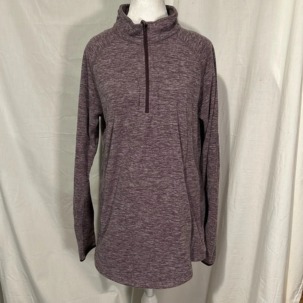 women's heathered purple BCG fleece 1/3 zip pullover size xl